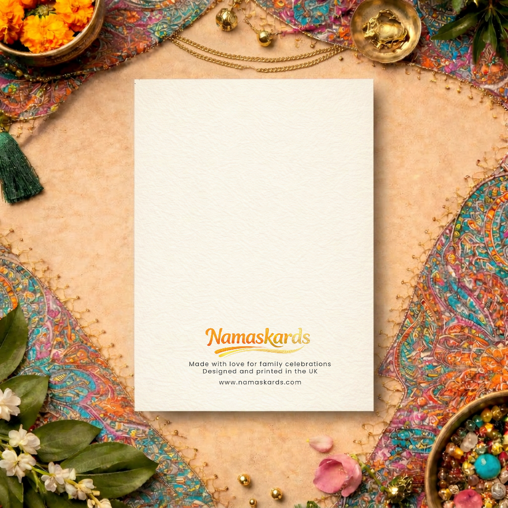 Back of Namaskards greeting card