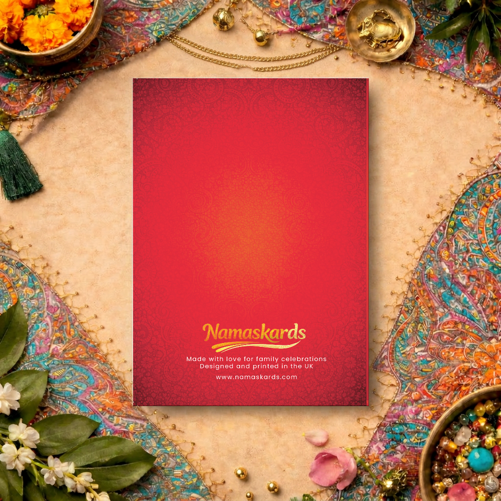 Back of Namaskards Surya Series greeting card